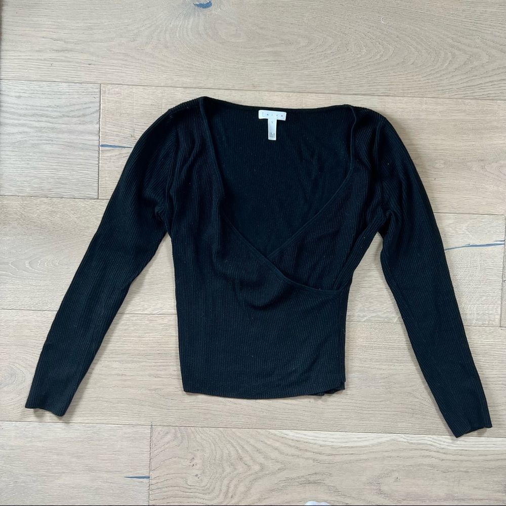 Leith Rib Wrap Sweater in Black Size: S - Picture 4 of 5